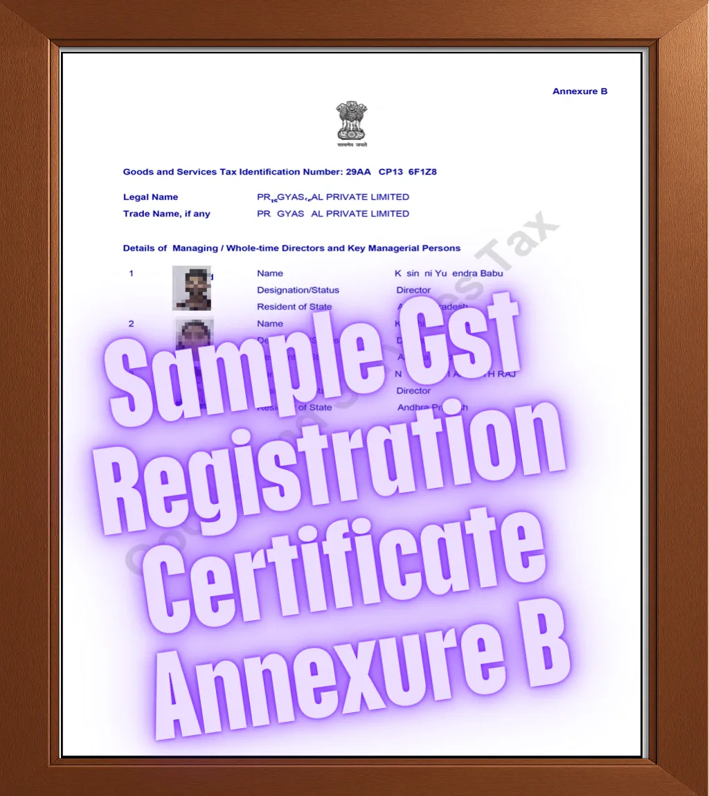 GST Registration Certificate Annexure-B Sample
